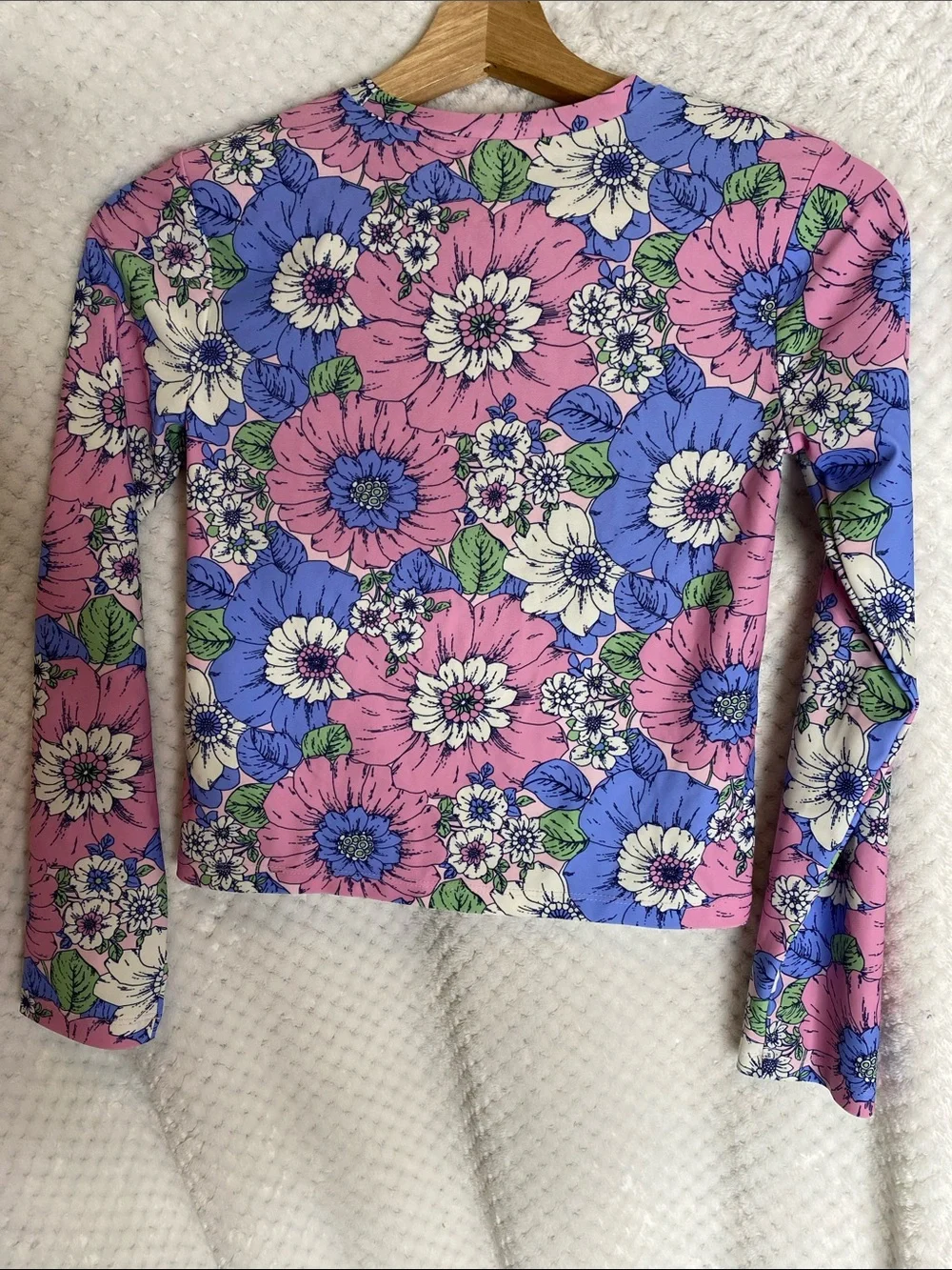 Gap Kids Floral Long Sleeve Rashguard Swim Top in Pink & Blue